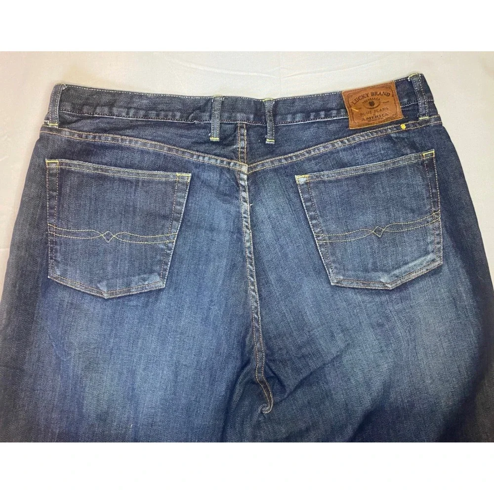 Lucky Brand Straight Leg Jeans Mens 40x32 Blue Dark Wash Stretch